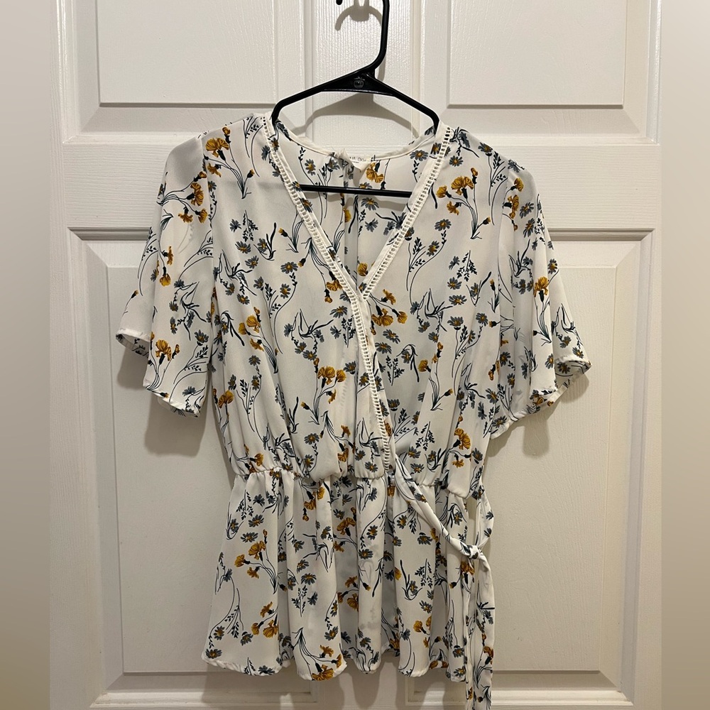 Flower Peplum Blouse